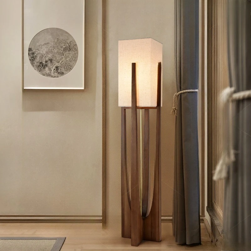 مصباح أرضي لغرفة المعيشة على الطراز الصيني الجديد، مصباح مكتبي من الخشب الصلب بجانب السرير لغرفة النوم B & B