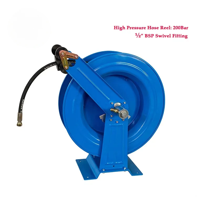 200 بار الثقيلة 1/2 بوصة 20 متر الصناعية الصف التلقائي قابل للسحب جدار جبل الربيع الترجيع النفط خرطوم المياه بكرة