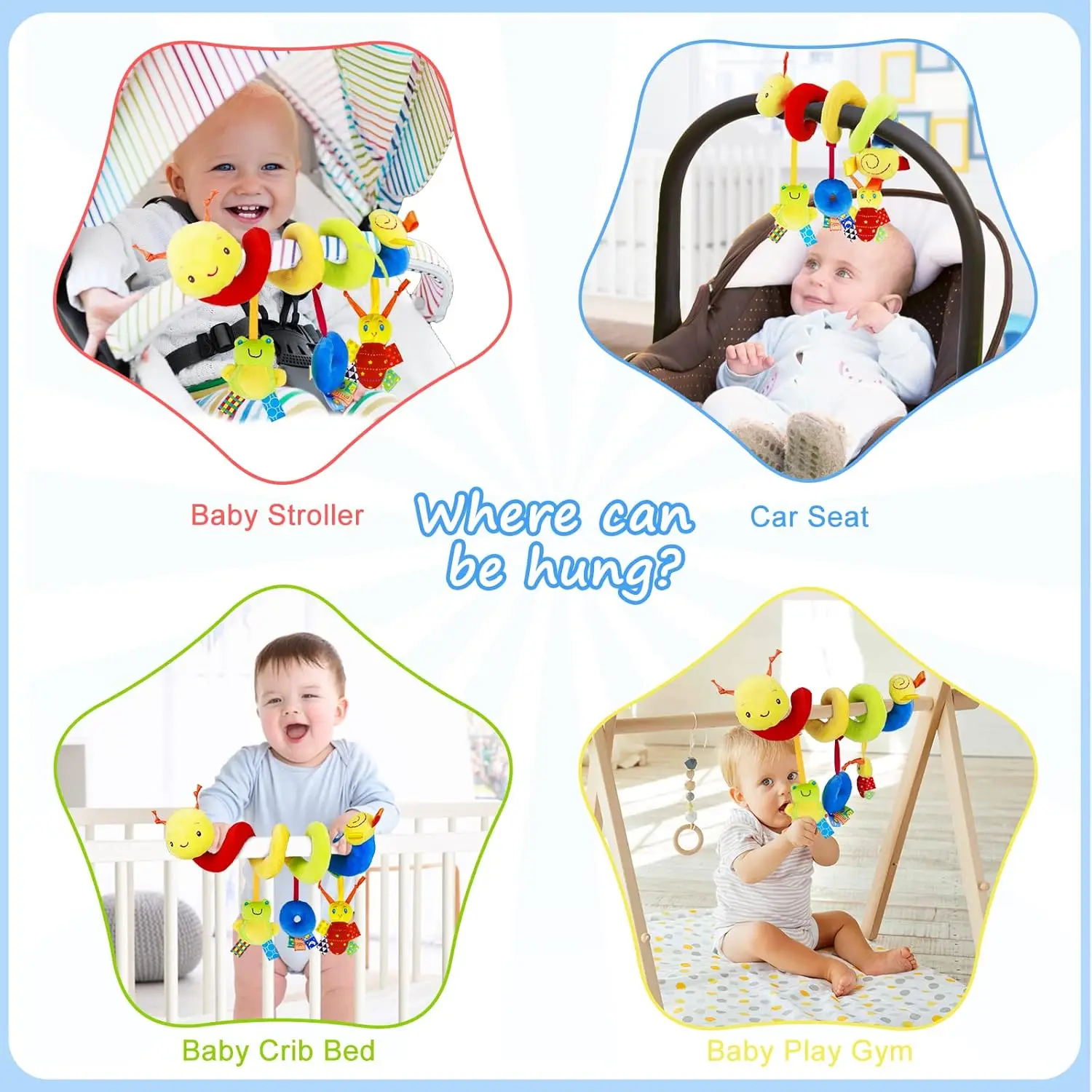 Autostoelspeelgoed Voor Baby 'S Bijenspiraal Zacht Pluche Hangend Speelgoed Met Rammelaars Kinderwagen Pasgeboren Montessori Sensorisch Speelgoed Cadeau