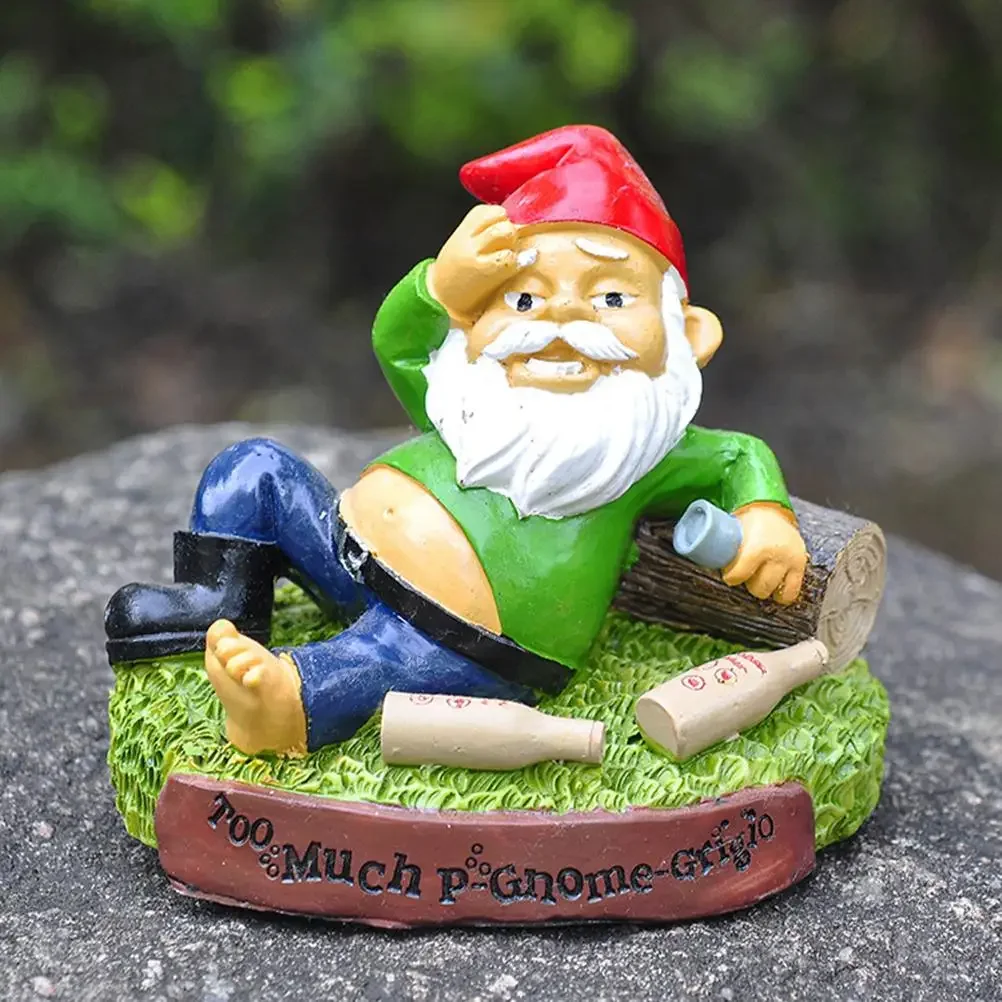 1pcs Funny Drunk Gnomes Miniature Ornaments Mini Dwarf Lie Down Statues Garden For Planter Flower Pot Decoration Accessories