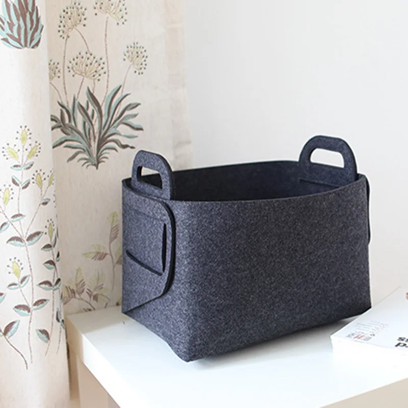 Foldable Felt Storage Basket Laundry Basket Desktop Sundries Underwear Toy Storage Box Cosmetic Book Stationery Container Basket