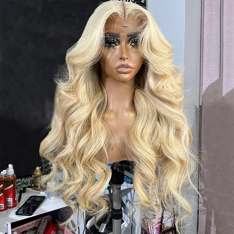 

Body Wave Glueless 26inch Blonde 613 180Density Long Deep Lace Front Wig For Women With Baby Hair Preplucked Daily