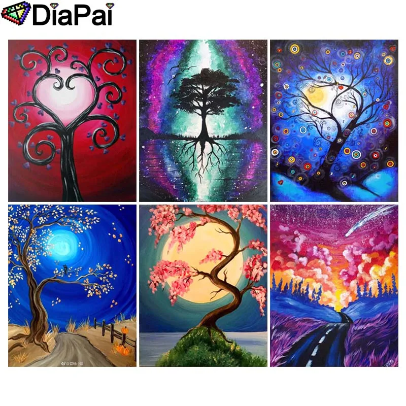 

DIAPAI 5D DIY Diamond Painting 100% Full Square/Round Drill "Cartoon tree illustration" 3D Embroidery Cross Stitch Home Decor