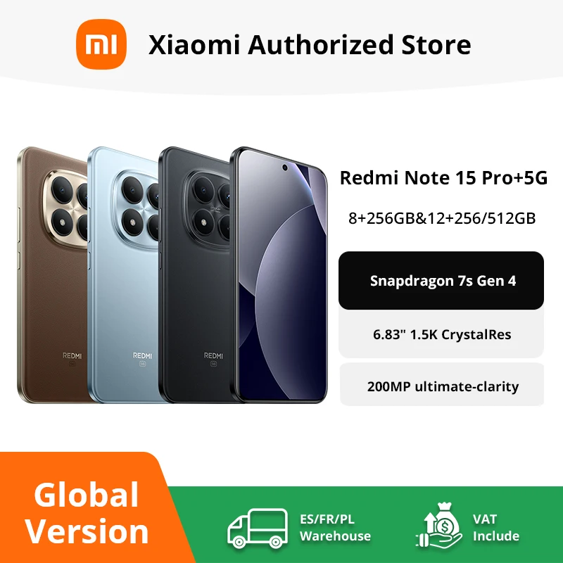 Xiaomi Redmi Note 15 Pro+ 5G Globale Version Snapdragon ® 7s Gen 4 NFC 6,83 Zoll CrystalRes AMOLED-Display 6500 mAh