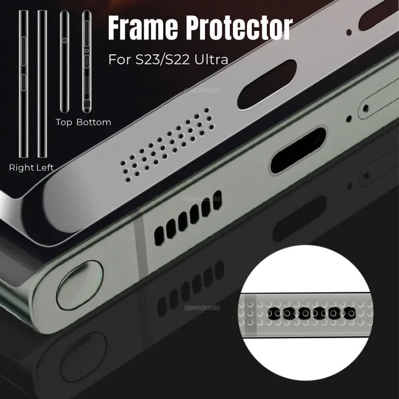 Frame Hydrogel Film Side Protector Dust Net Side Skin Clear Border Sticker Clear Film For Samsung Galaxy S23 S22 Ultra Plus S23+