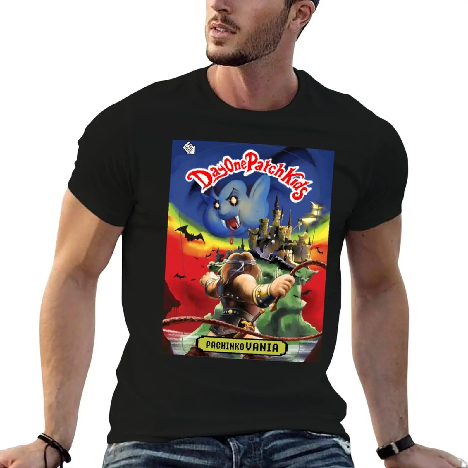 Camiseta Day One Patch Kids 024 (Pachinko Vania), camisetas de algodón, camisetas de alta calidad para hombre, camiseta divertida de algodón