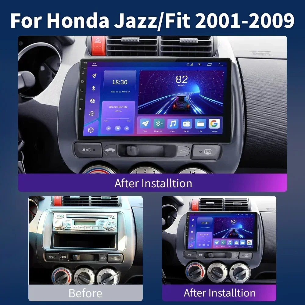 Para Honda Fit Jazz City 2002-2007 navegación Carplay android auto multimedia automotiva reproductor Multimedia de coche GPS 2 din 4G + WIFI