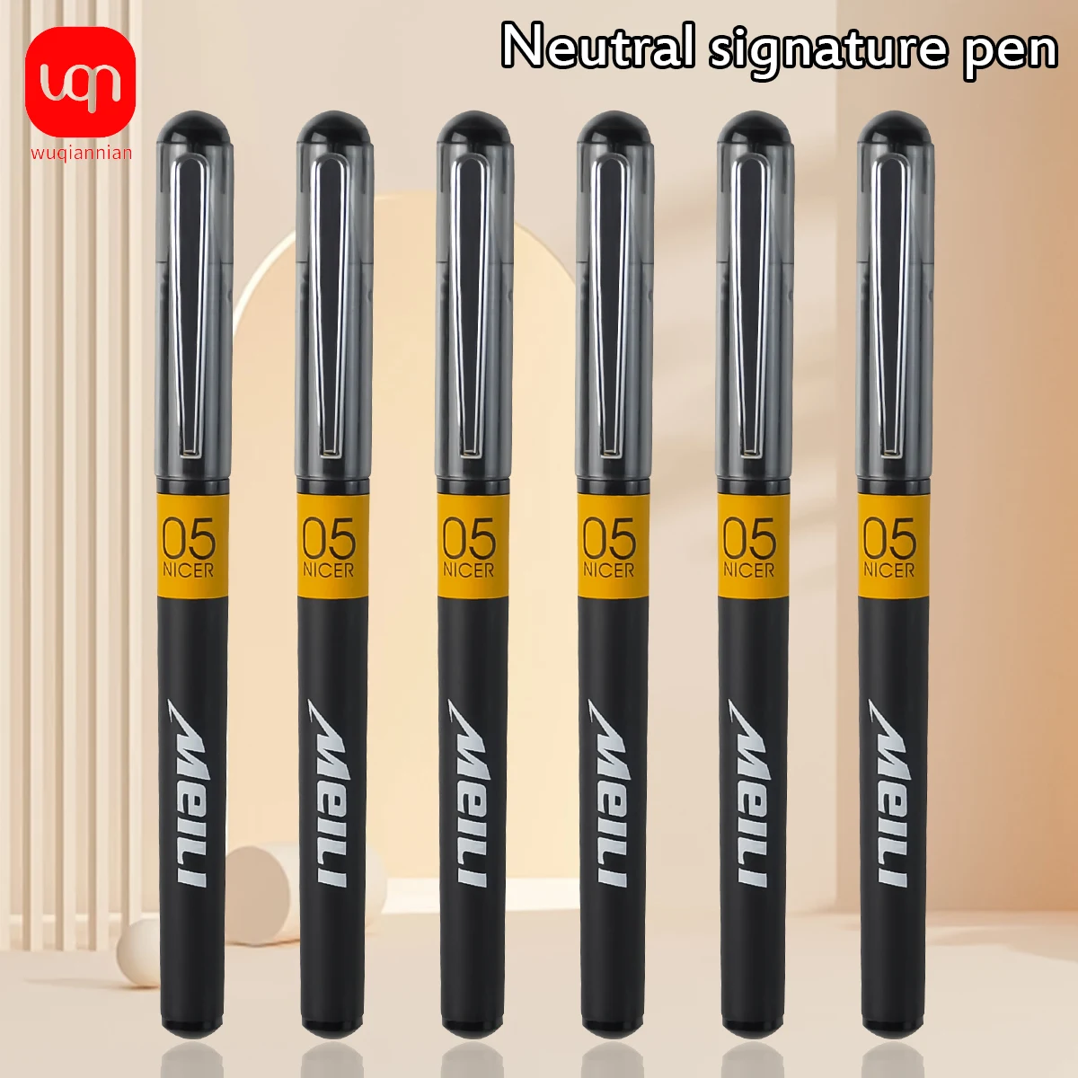 

WQN 3/6/12 Pieces Fashion Black Neutral Pen 0.5mm Tip Bullet Head Large Capacity Pen Core Premium Black Ink Practice Essential S