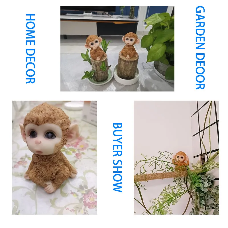 Cute Monkey Figurines Miniatures Fairy Garden Gnome Moss Terrariums Resin Crafts Decoration Accessories