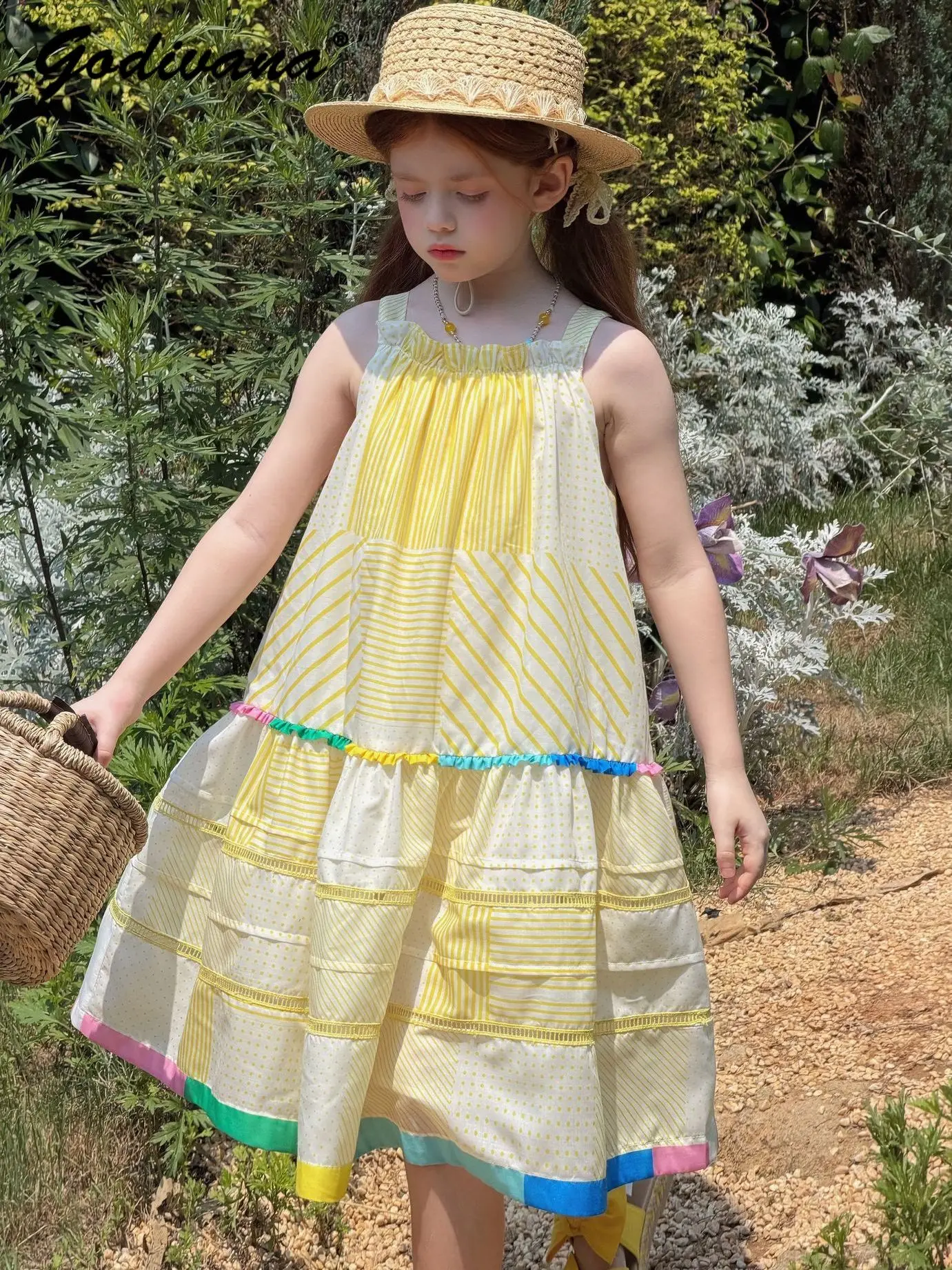 Sweet Baby Girls Lemon Yellow Loose Casual Sundress Summer 2026 New Kids Beach Vacation Lightweight Colorful and Chic Tank Dress