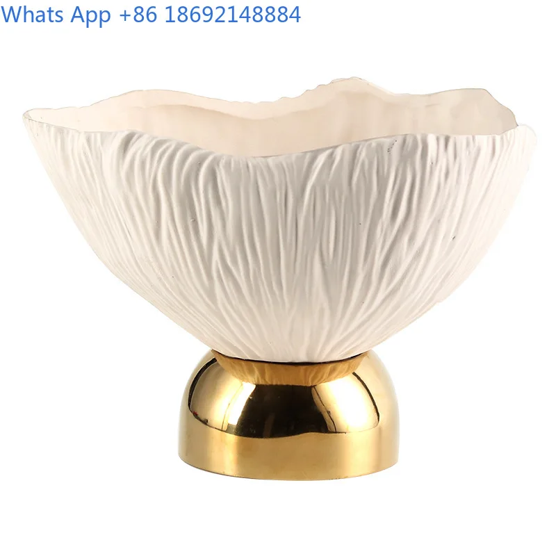 French Style Luxury Petal Texture Fruit Bowl Decorative Art High Foot Bowl