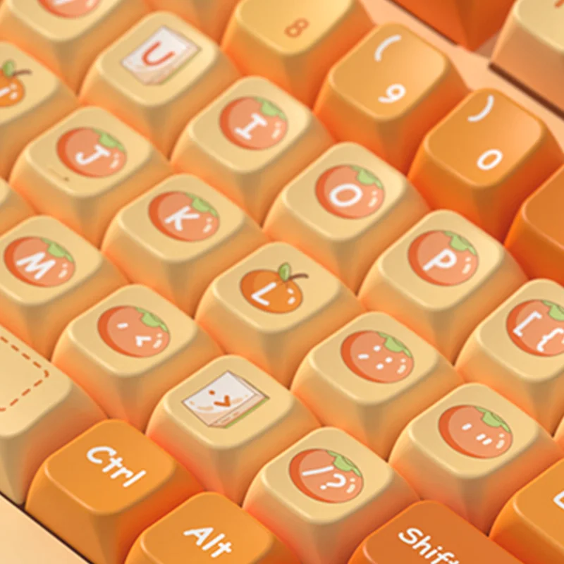 Orange Cartoon Theme Keycaps 138/158 Mda Profile Pbt Mechanical Keyboard Anime Gaming Cute Holiday Office Gift Collection Keycap