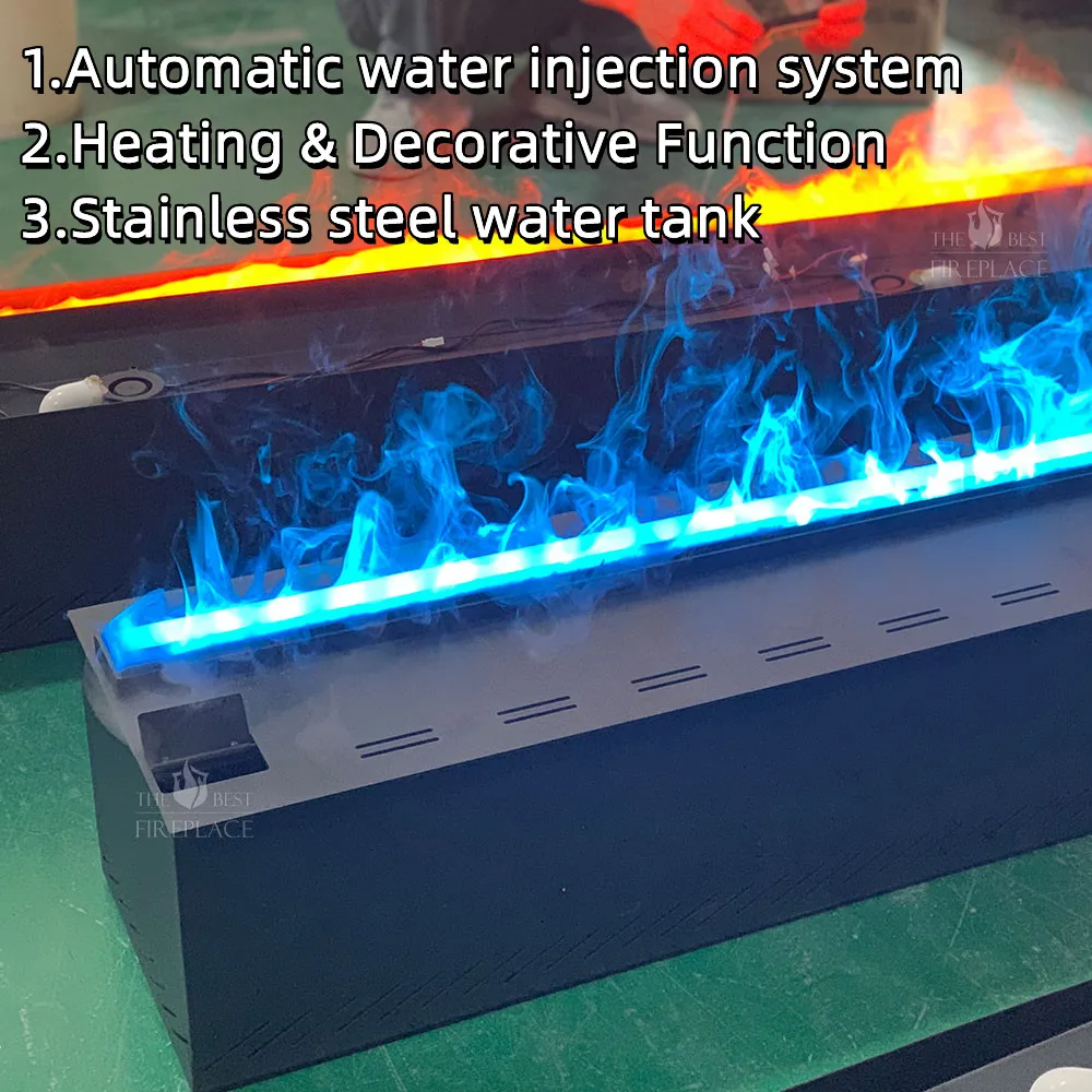 Modern Led Light Artificial Electric Water Steam Atomization Fogging Mist Flame 3d Fireplace