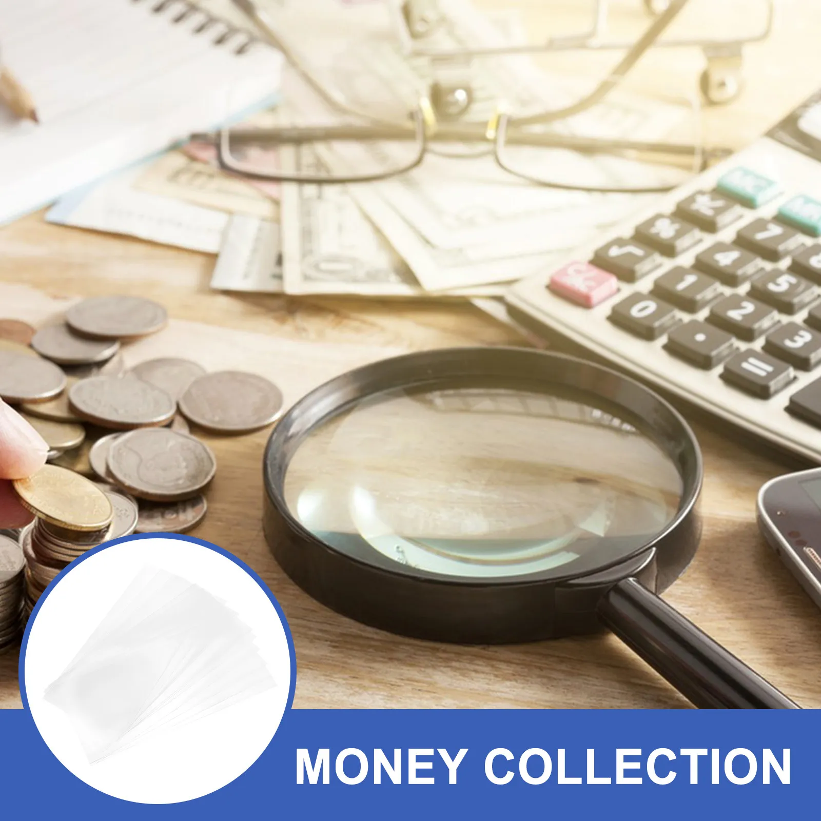 

100Pcs Paper Money Collection Album Banknote Storage Bags Transparent Bill Protective Sleeves Currency Holder Stamp Collector