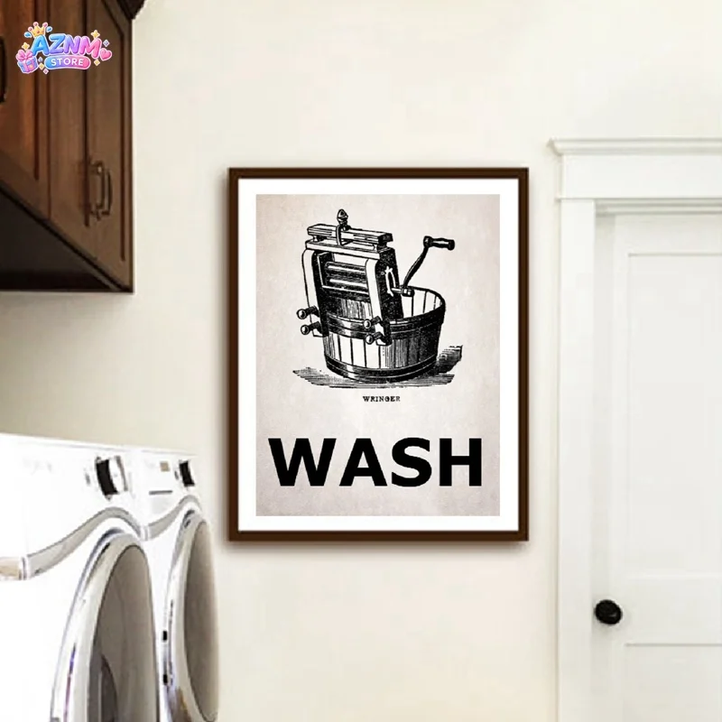 2026 Laundry Room Prints Wash & Dry & Iron & Fold Vintage Posters Canvas Painting Pictures Laundry Room Wall Art Deco