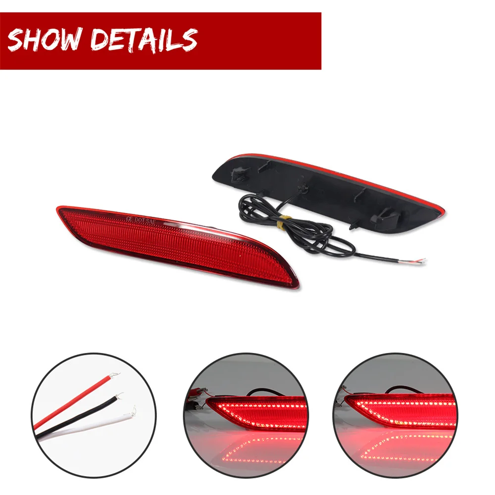 Smoked / Red Lens Red LED Car Rear Bumper Reflector Tail Brake Lights For Chrysler Pacifica & For Chrysler Voyager 2017-2023 12V