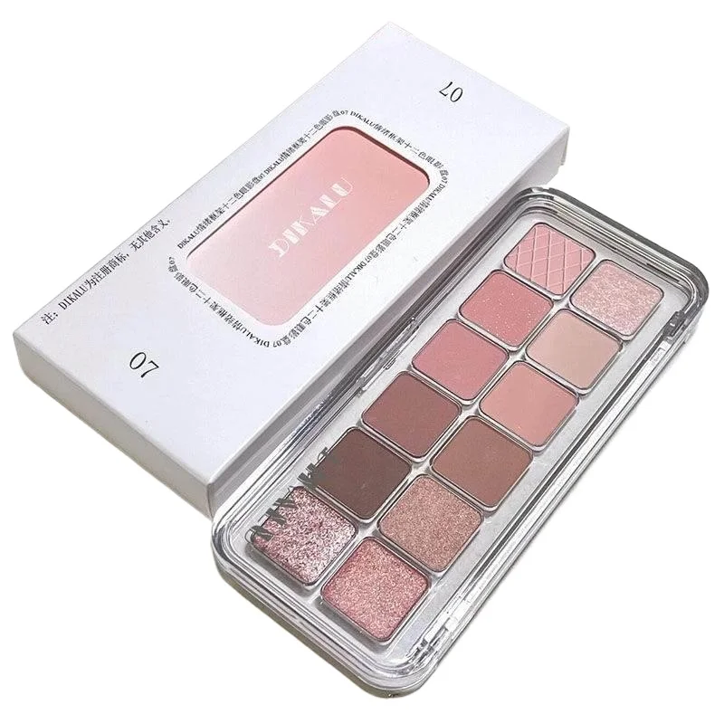 

12 color eyeshadow matte low saturation brightening aegyo saliva rose pink light makeup eyeshadow disc