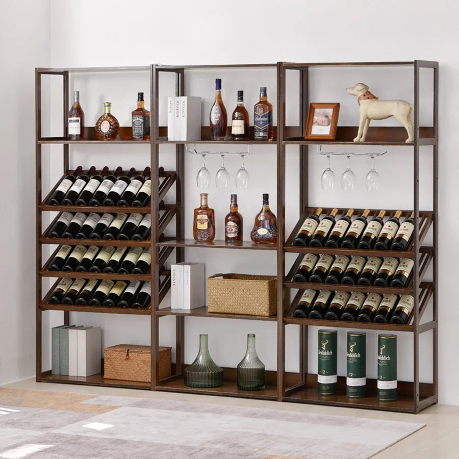 Floor European Style Wine Cabinet Nordic Wooden Vertical Storage Drink Display Shelf Wine Rack Home Armadietto Bar Furniture