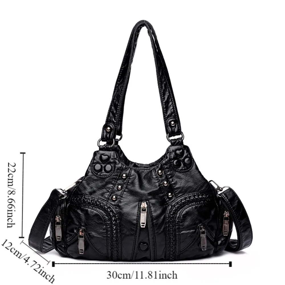 Torba na ramię ze skóry PU, duża pojemność, styl retro amerykański, torba pod pachę, styl francuski, jednolity kolor, uniwersalna torba typu saddle bag.