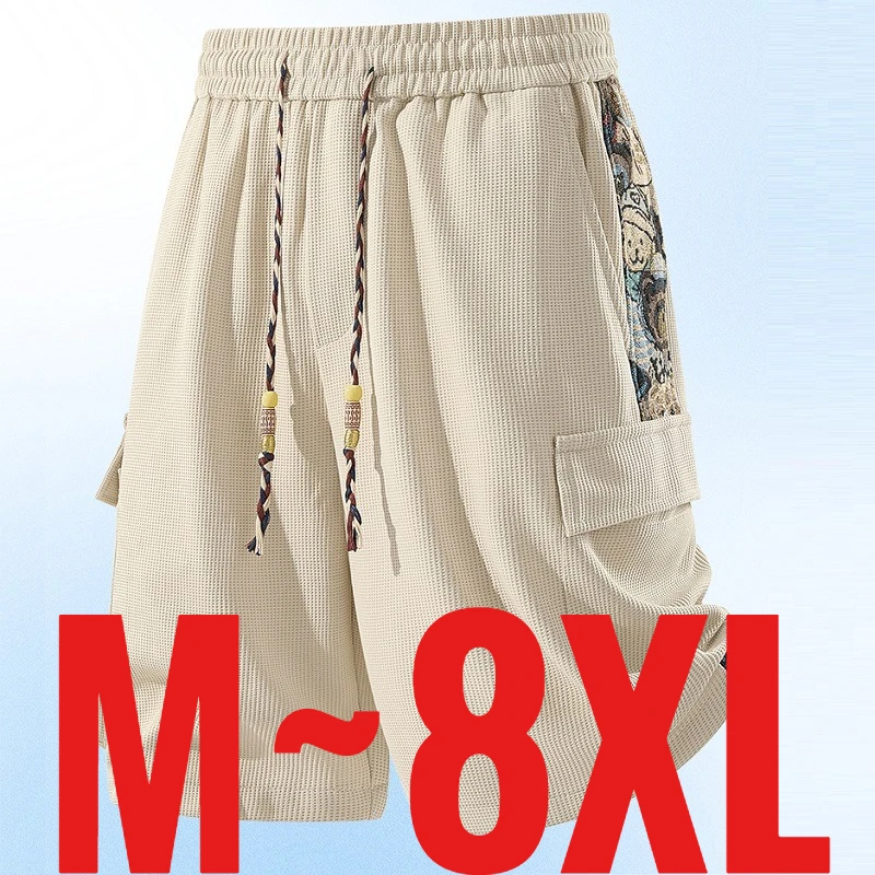 Pantalones Cortos Casuales para Hombre, Talla Grande 8XL, Cintura Elástica, Estilo Cargo, Bermuda, Multibolsillos, Deportivos, para Baloncesto, Tallas Grandes 42 44 46, Largo hasta la Rodilla