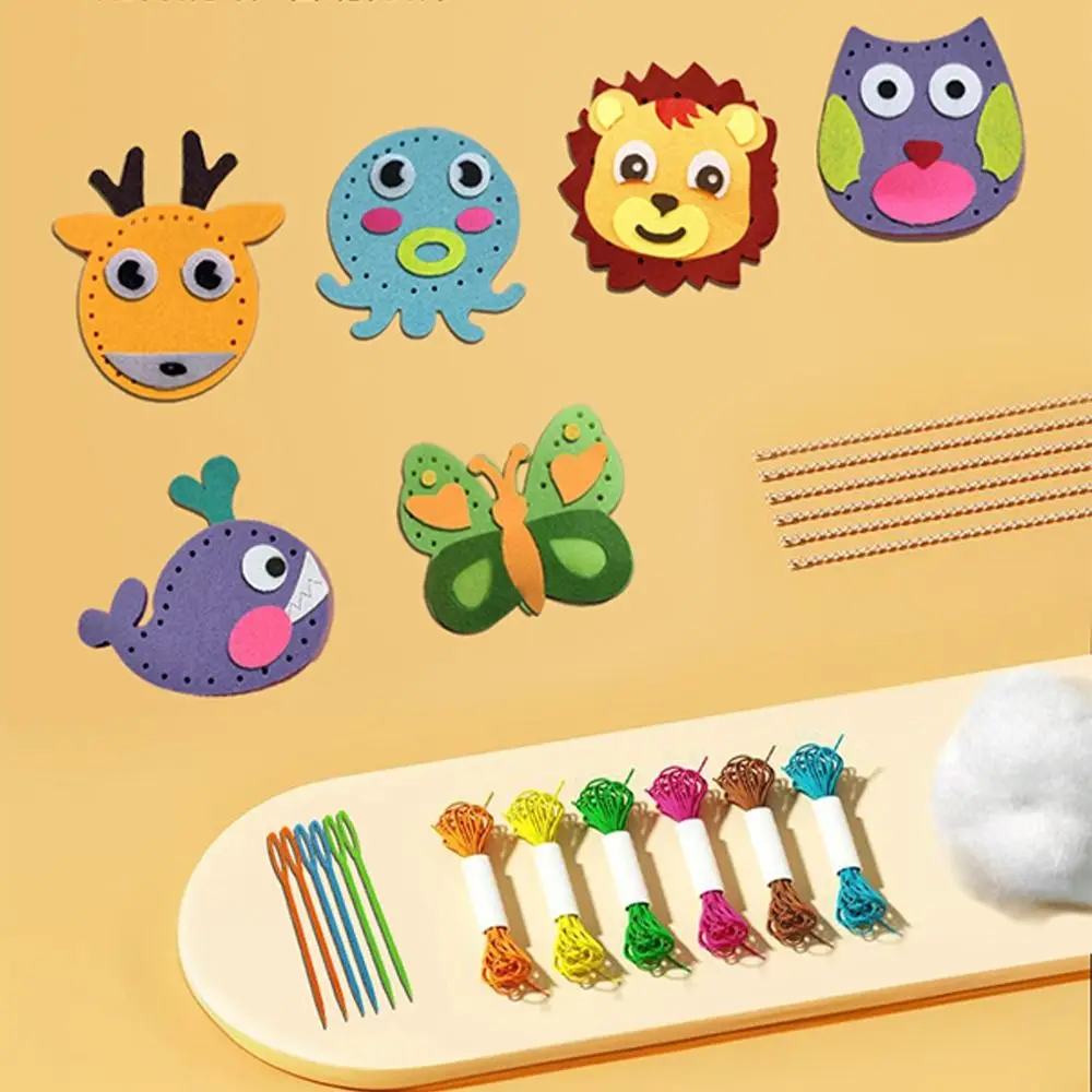 

Набор для шитья своими руками: развивающий набор для творчества из нетканого материала, мультяшные животные, ручная работа, для начинающих