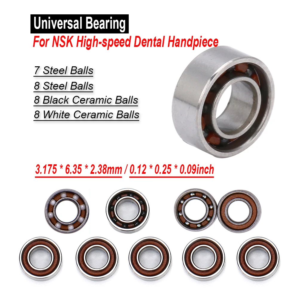 10Pcs Professional Dental Bearing NSK High Speed Air Turbine Handpiece Universal Steel Ceramic Balls Bearing Dentist Spare Parts
