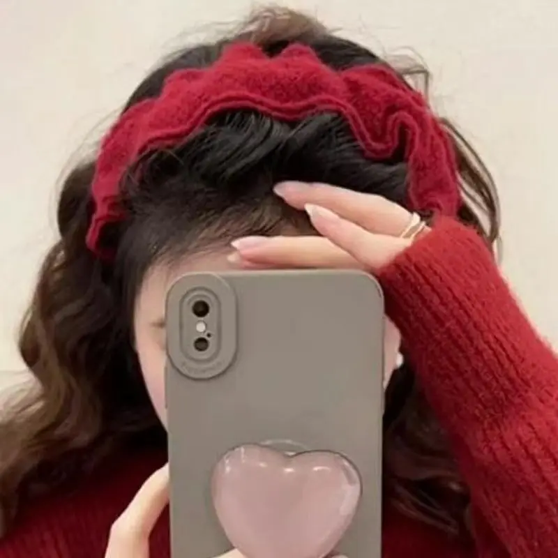 

1pc Red headband for women, new sweet yarn, high cranial top crease headband, compression hairpin headband