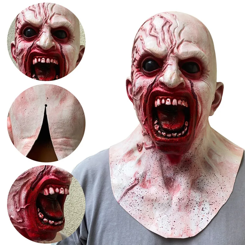 Zombie Mask Creepy Halloween Props Party Cosplay Bloody Disgusting Horror Infected Zombie Masks Scary Realistic Face Mask Decor