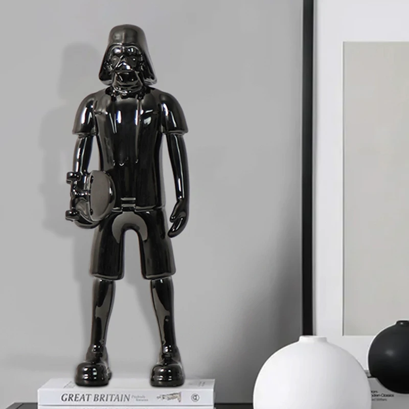 

Trend Room Decor Black Knight Character Statue Ornaments Nordic Handicrafts Sculpture Porch Office Desktop Resin Decoration Home