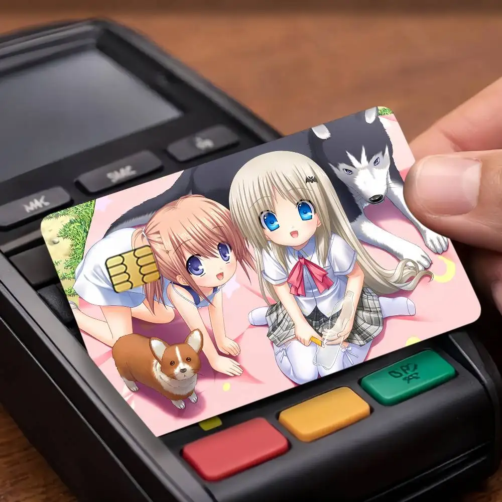 Anime L-Little B-Busters-Noumi Kudryavka Credit Card Public Transportation Cards Protective Sticker Waterproof Decoration 4PCS