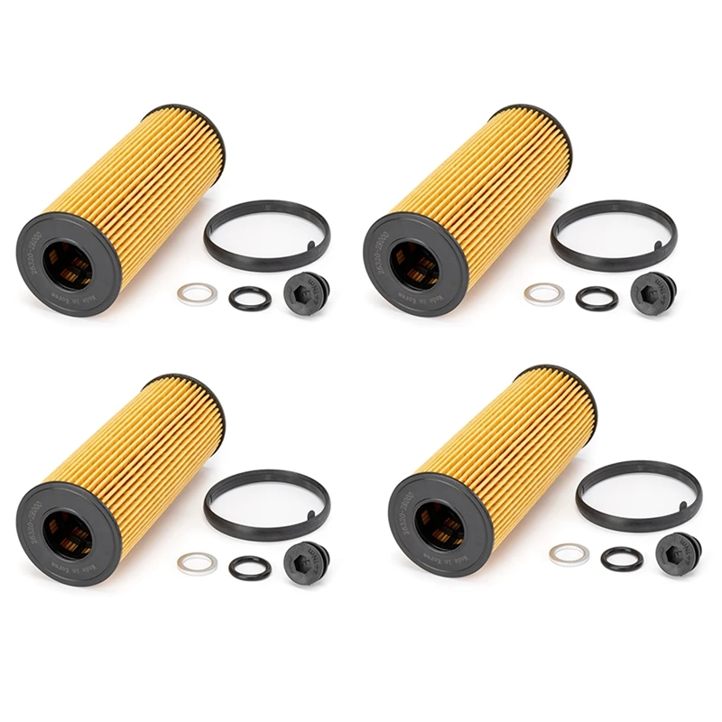 4 Set 26320-2R000 263202R000 Car Engine Oil Filter Elements Kit For Hyundai Santa Fe IV 2.0 Diesel Engine /Tucson NX4 2.0