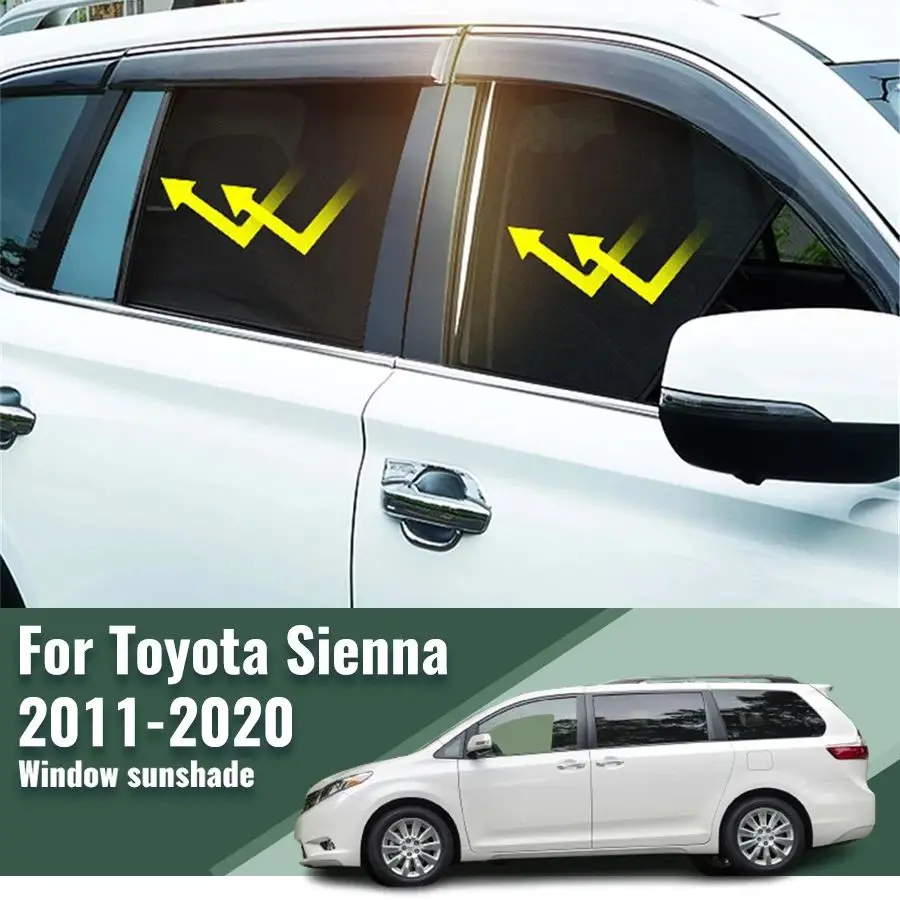 For Toyota Sienna XL30 2010-2020 Rear Side Window Sun Shade Visor Car Sunshade Accessories Front Windshield Mesh Vehicle Curtain