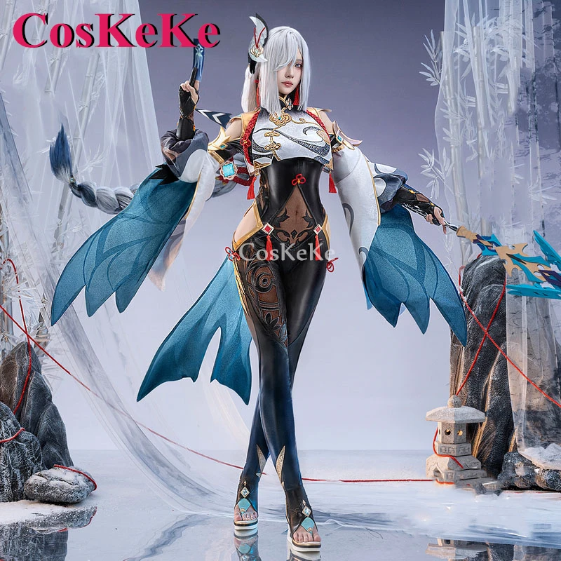 

CosKeKe Shenhe Косплей Костюм Горячая Игра Genshin Impact Элегантный Милый Комбинезон Униформа Женская Одежда Для Хэллоуина Ролевые Игры