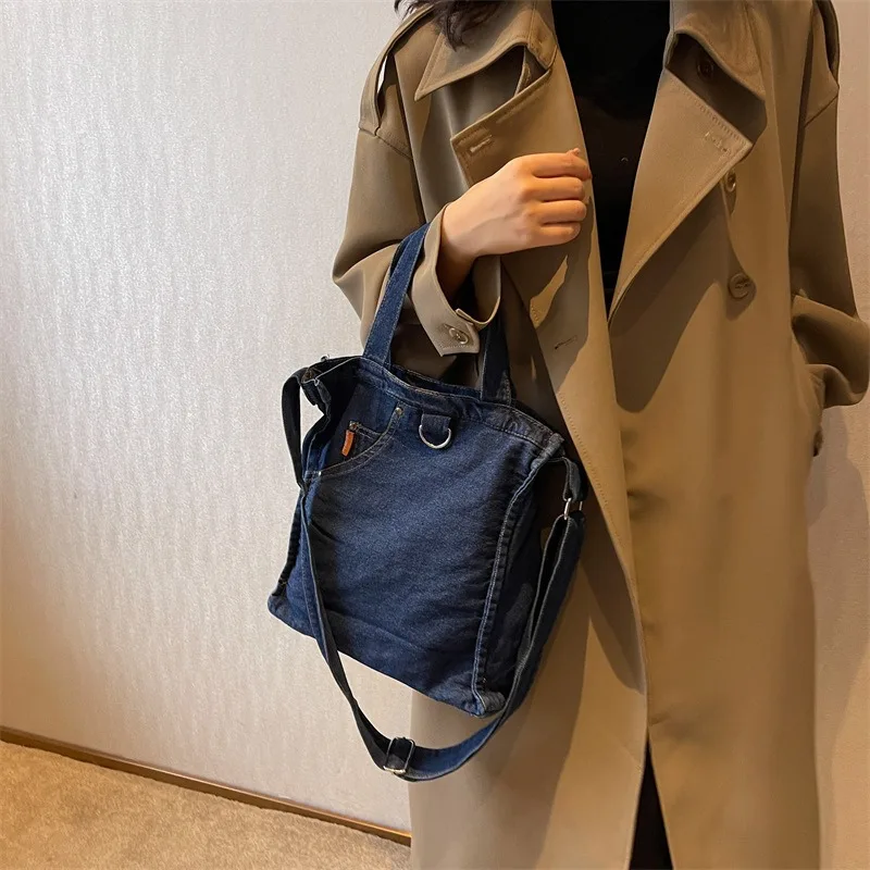 Denim Shoulder Bags Trendy Casual All-match Handbag for Women Shopping Square Satchel Bags Vintage Durable Upgrade Your Style