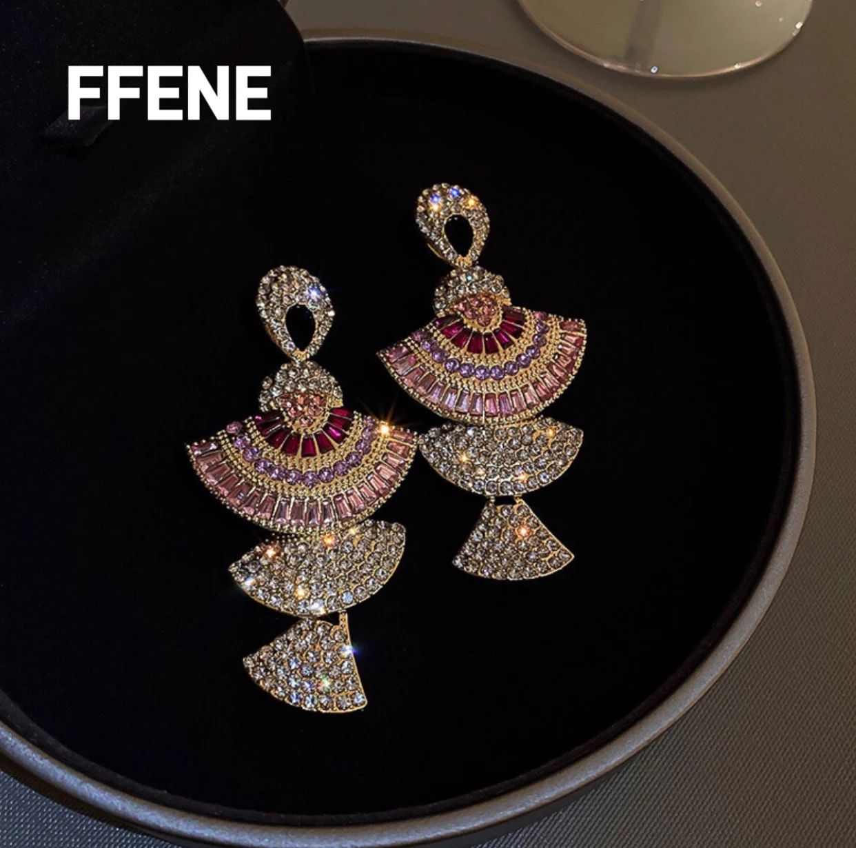 

[Special] Luxurious and high-end earrings with silver needles and colored zircon stones, French-style fashion earrings for women