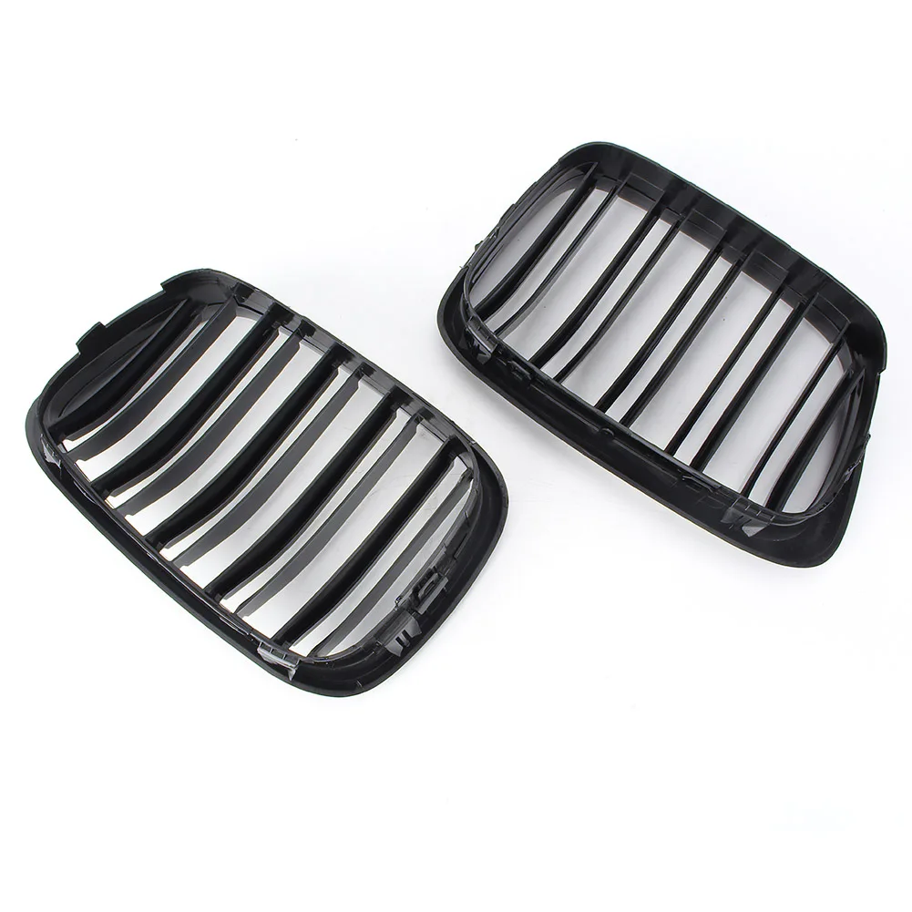 Glossy Black Car Front Grille Double Line Grill 1Pair For BMW 5 Series E39 1995 1996 1997 1998 1999 200 2001 2002 2003 2004