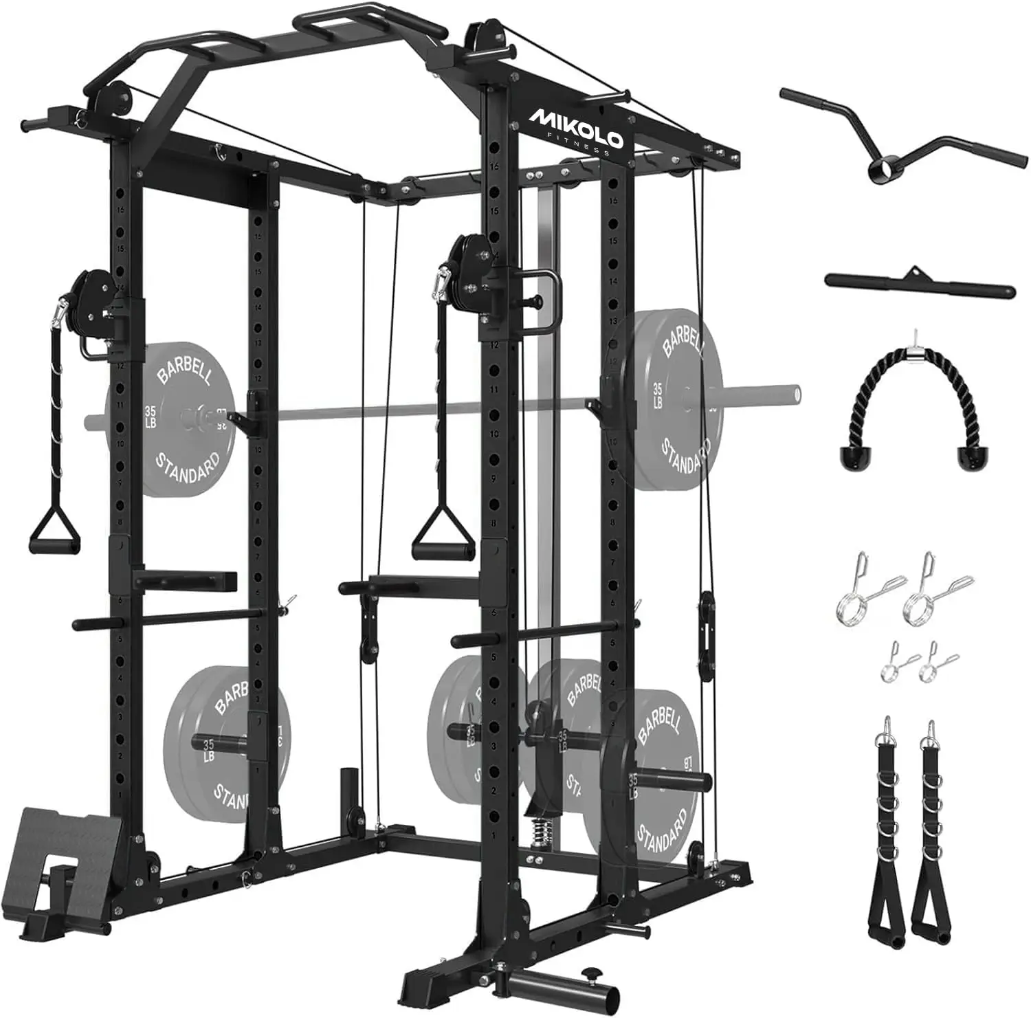 Power Cage, Power Rack with Cable Crossover System, 1500LBS Squat Rack with LAT Pull Down System, Workout Cage with, Custom