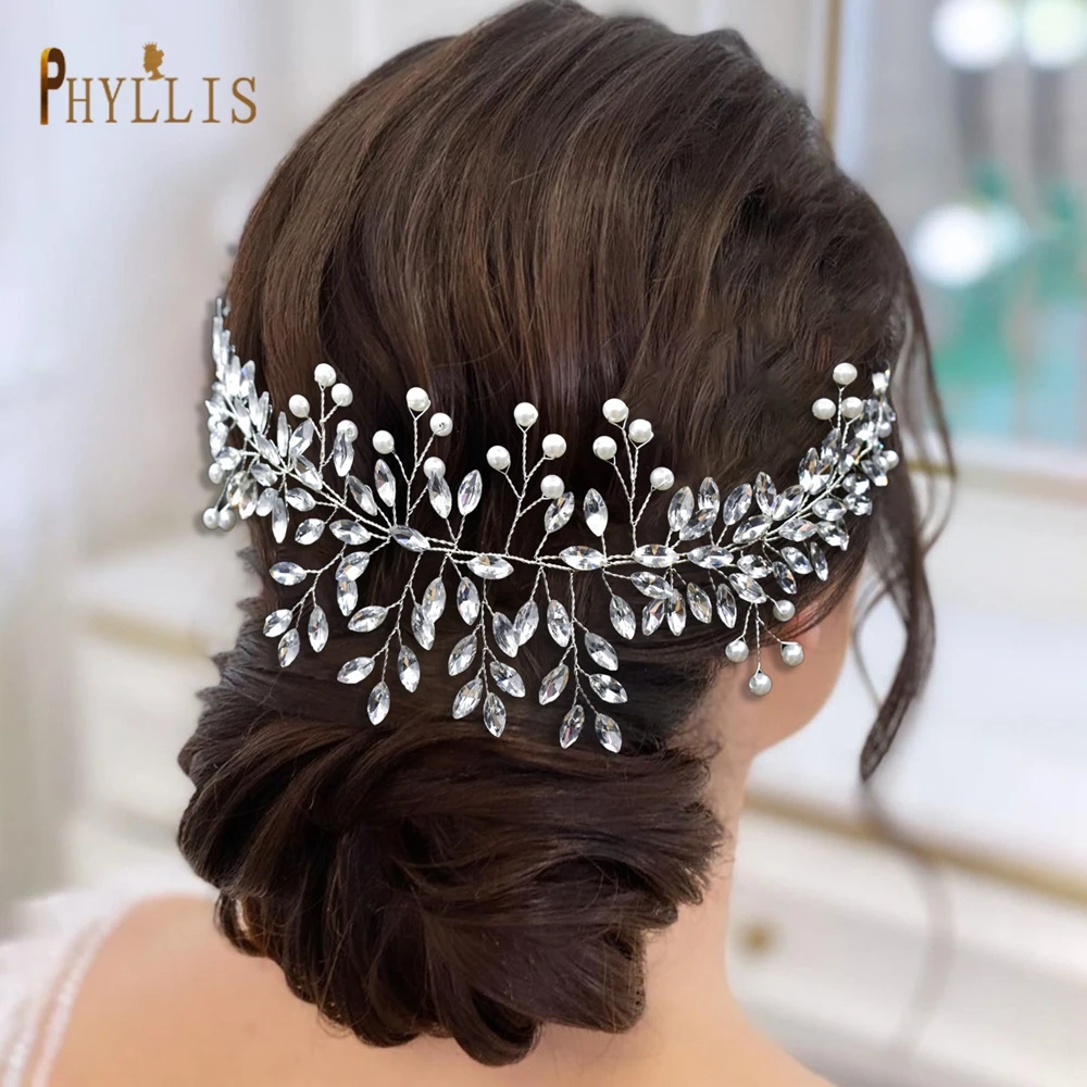 A301 Crystal Bridal Headpieces Silver Wedding Headbands Bride Hair Pieces Rhinestone Hair Vine Wedding Accessories Jewelry