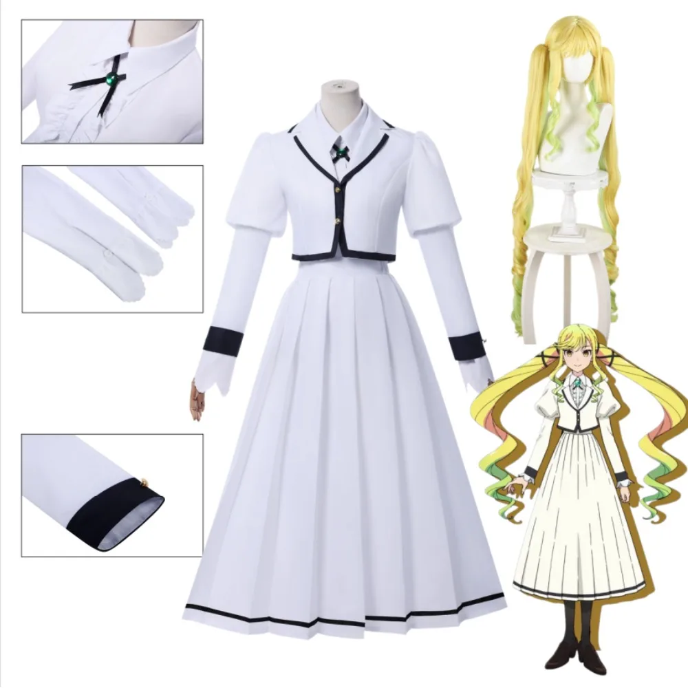 

Rock Is A Lady Hobby Ririsa Otowa Cosplay Costume White Dress School Uniform Accessories Adult Women Halloween Comic Con Outfit