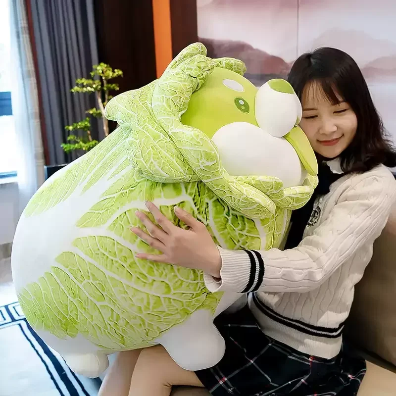 Elfos vegetais repolho cão brinquedo de pelúcia bonito dos desenhos animados travesseiro de dormir animal de pelúcia macio adorável artesanal boneca aniversário diversão presentes