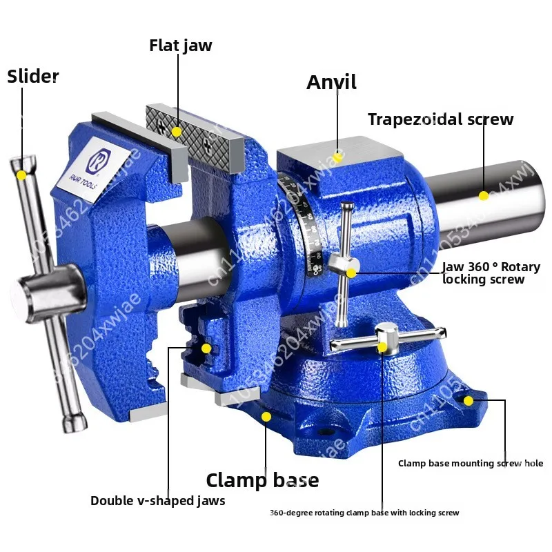 6 Inch Heavy Duty Bench Vise, Multi-Function Swivel Worktable Clamp for Home Workshop, Flat Jaw Machine Tool Fixture