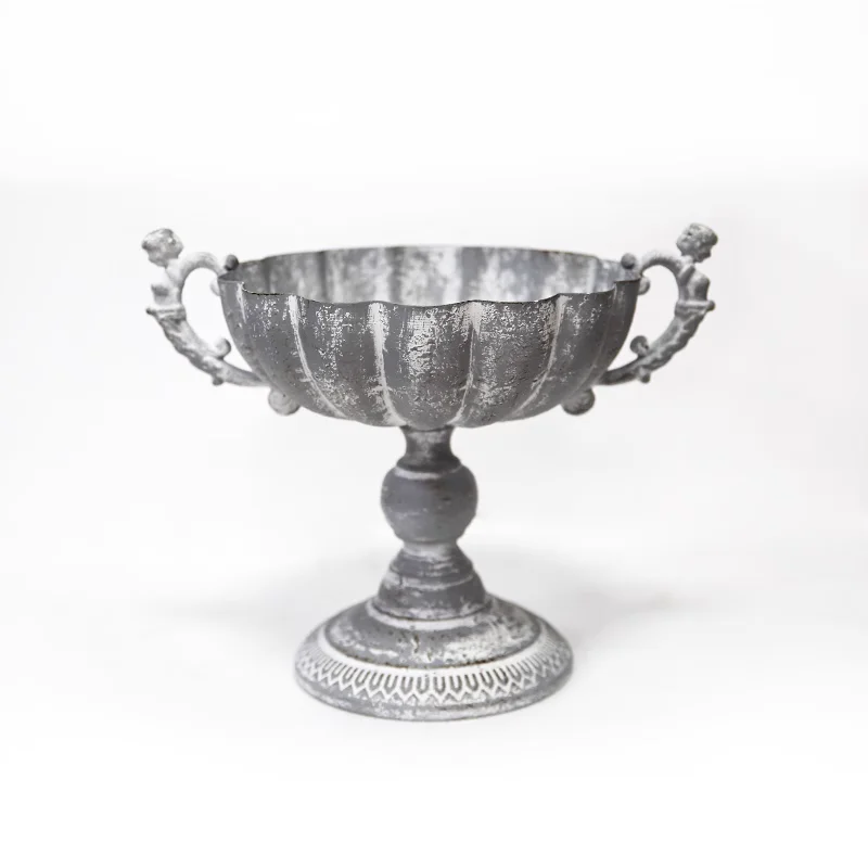 Vintage Charming Unique Metal Compote Vase, Trophy Cup for Decor, Trophy Vase and Planter, Ornaments