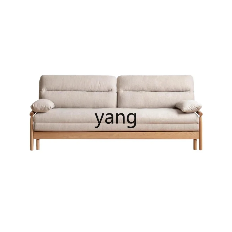 Genji Muyu Solid Wood Sofa Bed Foldable Dual-Purpose Japanese Style Small Apartment Oak Living Room Home Retractable Fabric Sofa