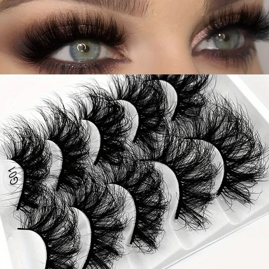 5 pares de pestañas postizas esponjosas 8D, pestañas artificiales hechas a mano gruesas y exageradas, creación de una apariencia llamativa