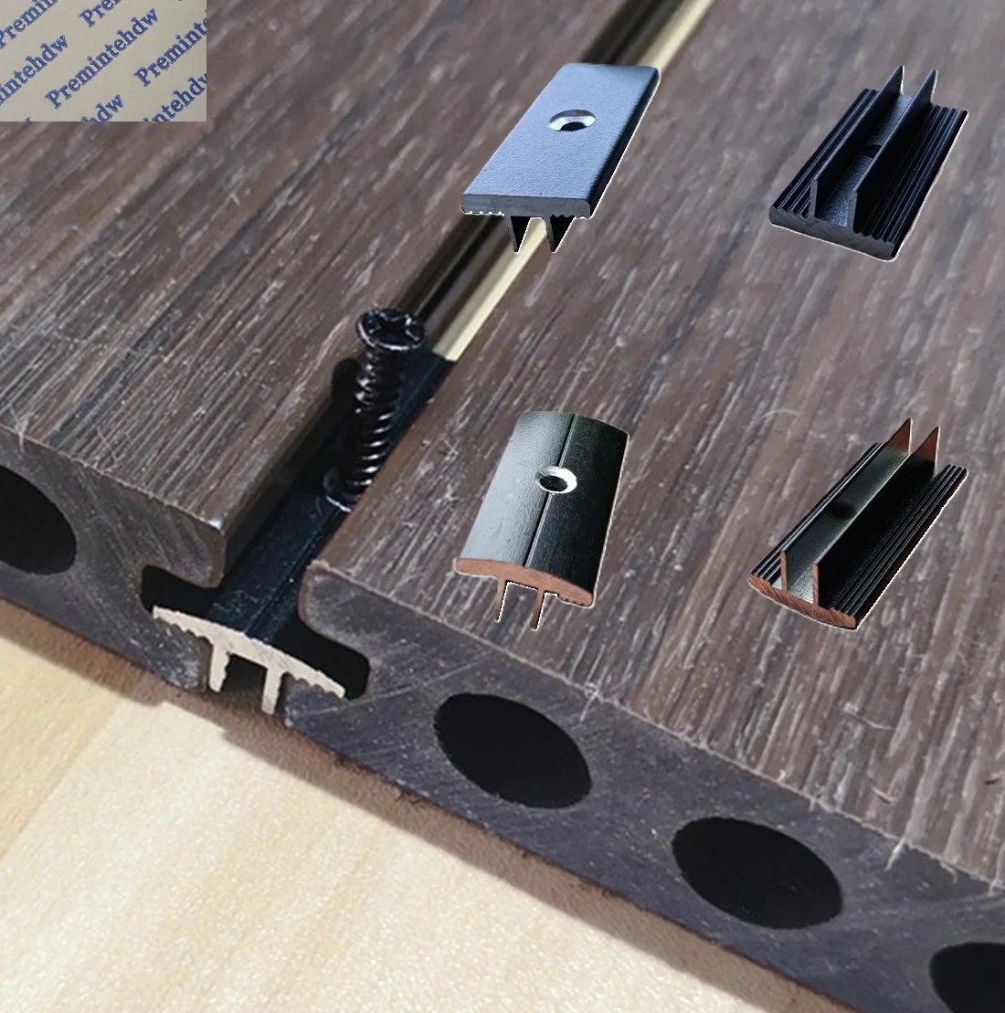 

100 шт. черных алюминиевых креплений для террасной доски из ДПК