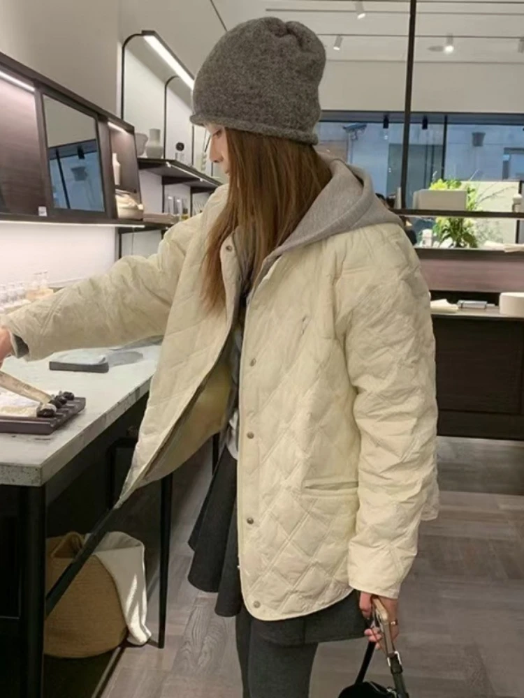 سترات نسائية فضفاضة مبطنة أساسية سترات نسائية جديدة للخريف والشتاء معاطف نسائية غير رسمية بقلنسوة مبطنة باللون الأسود