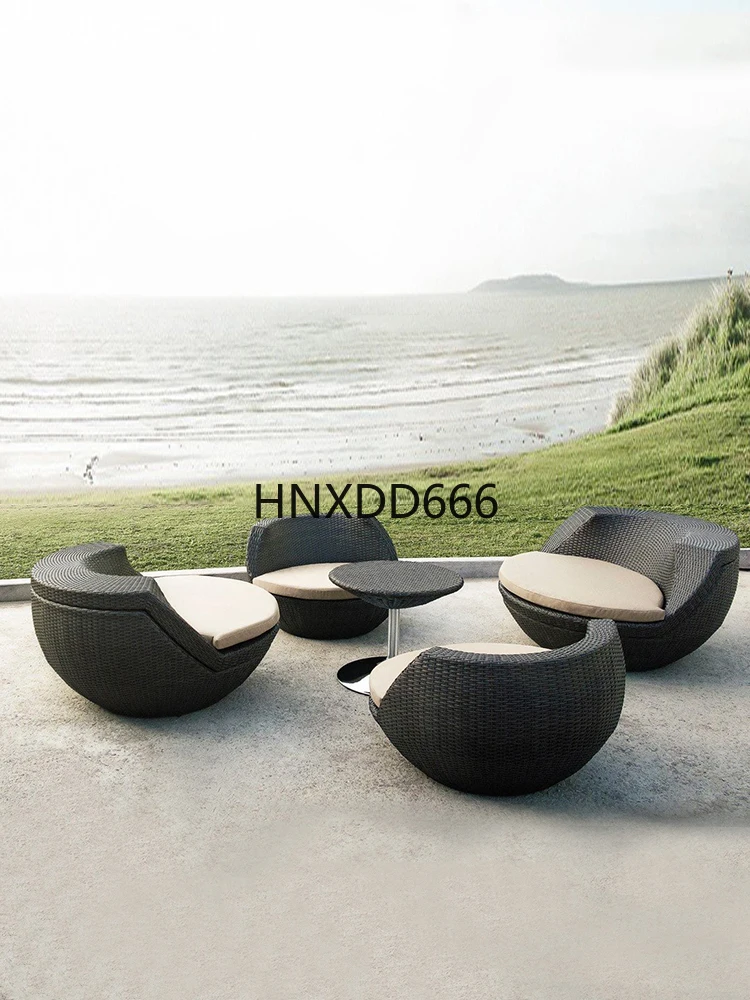 Rattan chair coffee table balcony five-piece small sofa