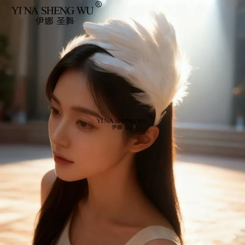 Swan Lake Ballet Feather Headwear for Women Handmade Princess Ballet Headwear for Women Hair Accessories view 3