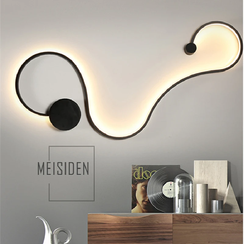 LED Wall Light for Bedroom Living Room Hallway Modern Nordic Sconce Lamp White Black Body Indoor Home Decor Lighting Fixture