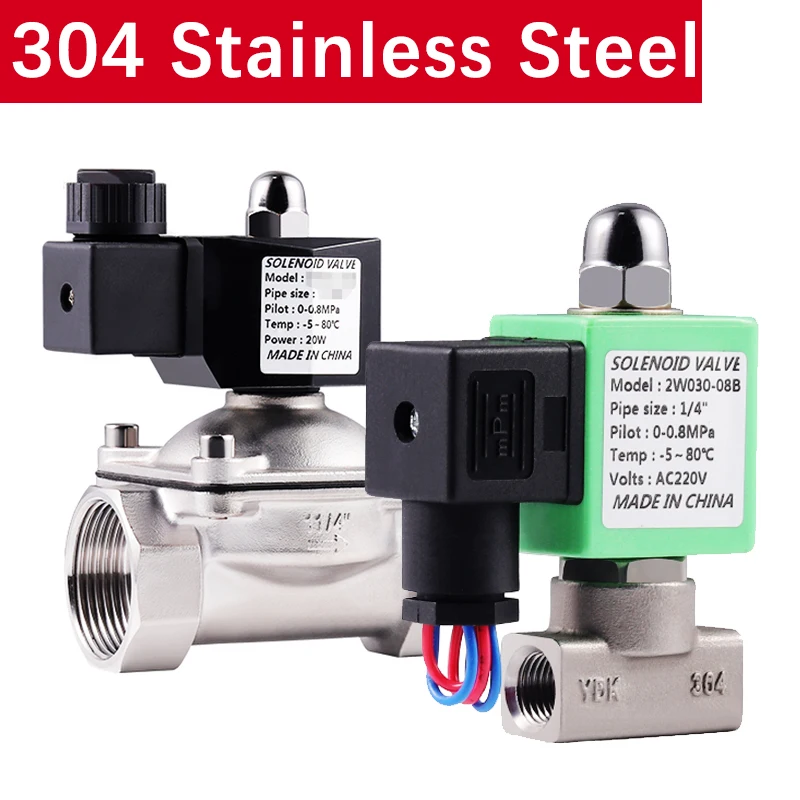 

304 Stainless Steel 2W160-15 2W200-20 2W250-25 2W500-50 Electric Solenoid Valve Normally Closed Pneumatic for Water Oil Air